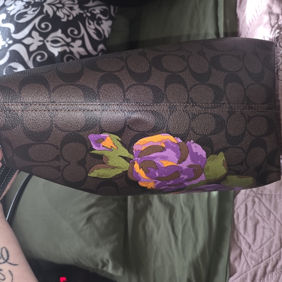 Coach Brown Floral Tote Bag - Picture 3 of 9